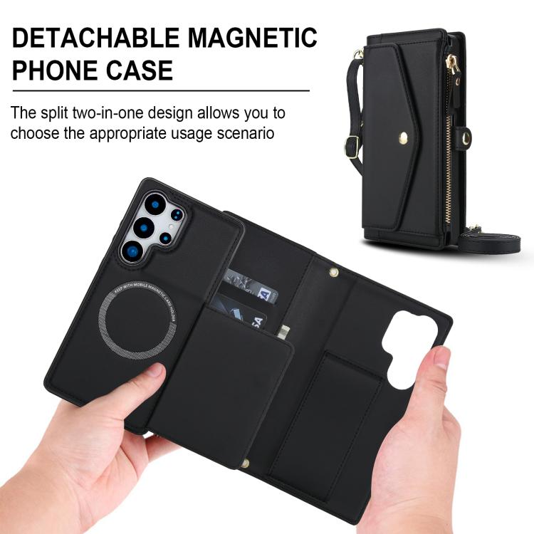 For Samsung Galaxy S25 Ultra 5G Multifunctional Wallet Detachable Leather Phone Case with Lanyard