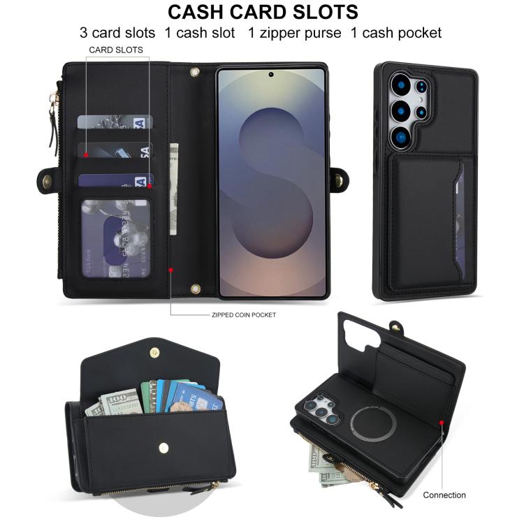 For Samsung Galaxy S25 Ultra 5G Multifunctional Wallet Detachable Leather Phone Case with Lanyard