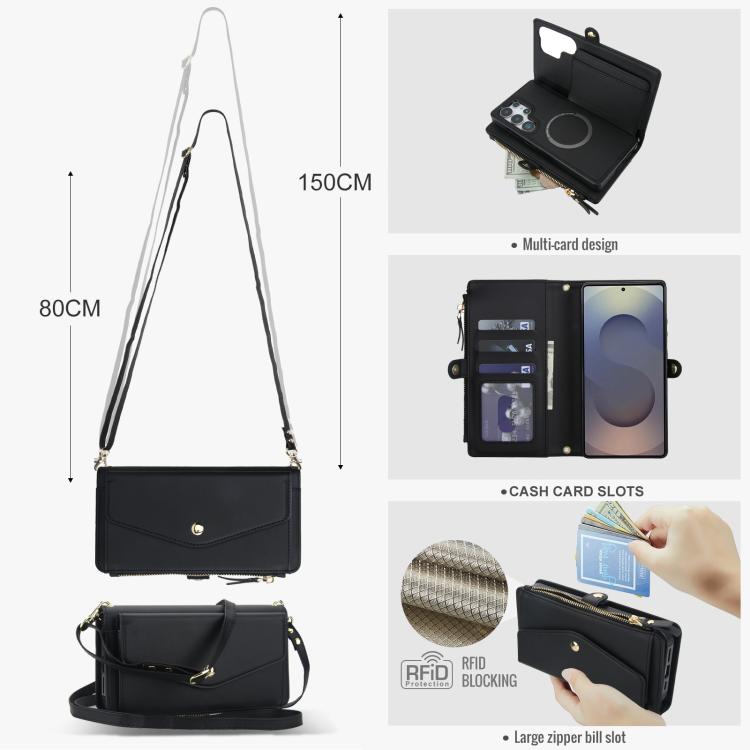 For Samsung Galaxy S25 Ultra 5G Multifunctional Wallet Detachable Leather Phone Case with Lanyard