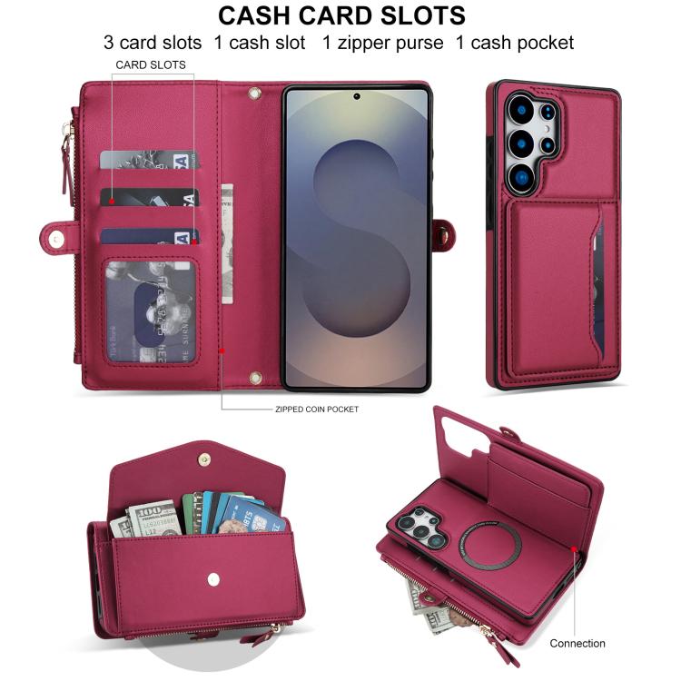 For Samsung Galaxy S25 Ultra 5G Multifunctional Wallet Detachable Leather Phone Case with Lanyard