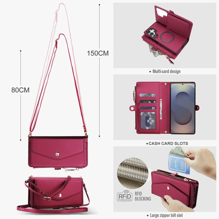 For Samsung Galaxy S25 Ultra 5G Multifunctional Wallet Detachable Leather Phone Case with Lanyard