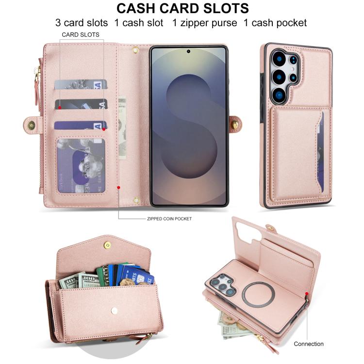 For Samsung Galaxy S25 Ultra 5G Multifunctional Wallet Detachable Leather Phone Case with Lanyard