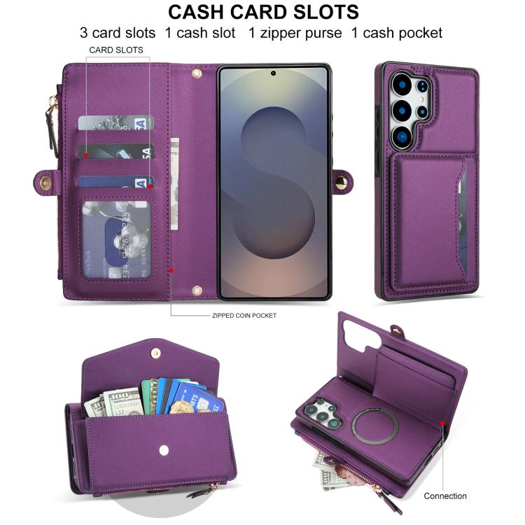 For Samsung Galaxy S25 Ultra 5G Multifunctional Wallet Detachable Leather Phone Case with Lanyard