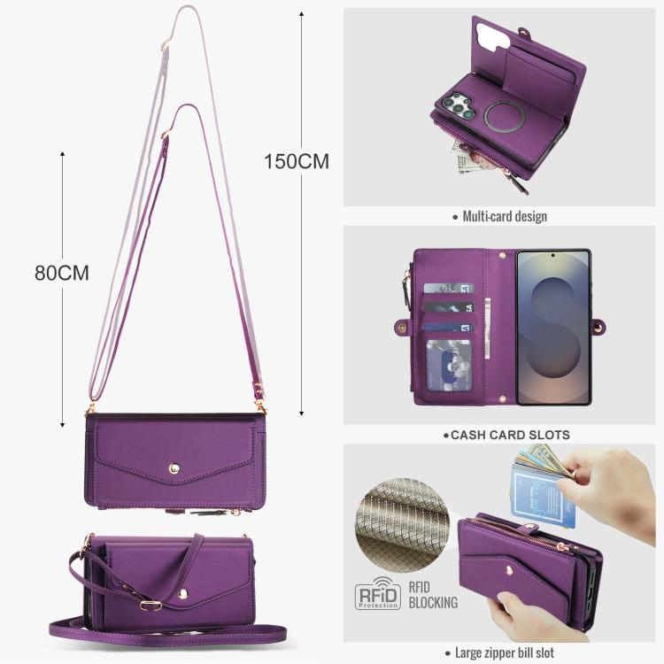For Samsung Galaxy S25 Ultra 5G Multifunctional Wallet Detachable Leather Phone Case with Lanyard