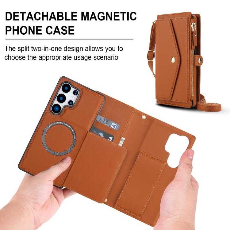 For Samsung Galaxy S25 Ultra 5G Multifunctional Wallet Detachable Leather Phone Case with Lanyard