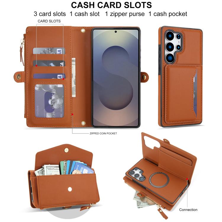 For Samsung Galaxy S25 Ultra 5G Multifunctional Wallet Detachable Leather Phone Case with Lanyard