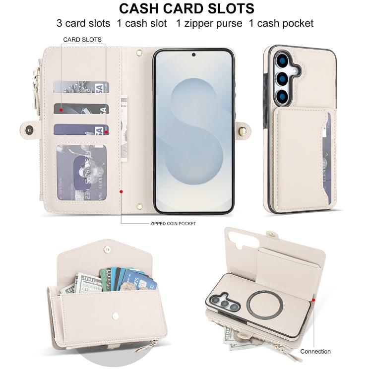 For Samsung Galaxy S25+ 5G Multifunctional Wallet Detachable Leather Phone Case with Lanyard