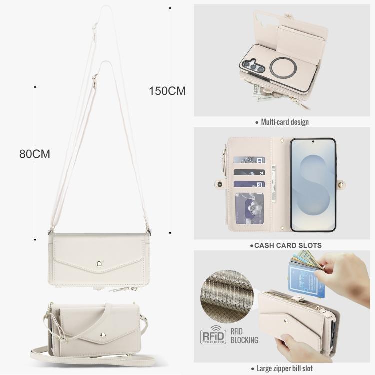 For Samsung Galaxy S25+ 5G Multifunctional Wallet Detachable Leather Phone Case with Lanyard