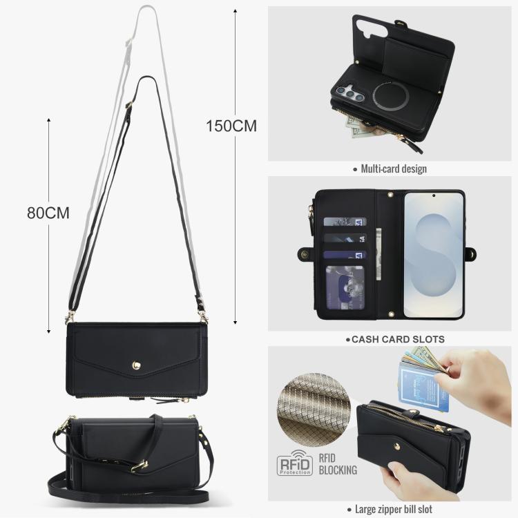 For Samsung Galaxy S25+ 5G Multifunctional Wallet Detachable Leather Phone Case with Lanyard