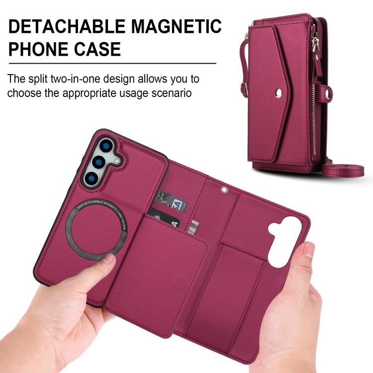 For Samsung Galaxy S25+ 5G Multifunctional Wallet Detachable Leather Phone Case with Lanyard