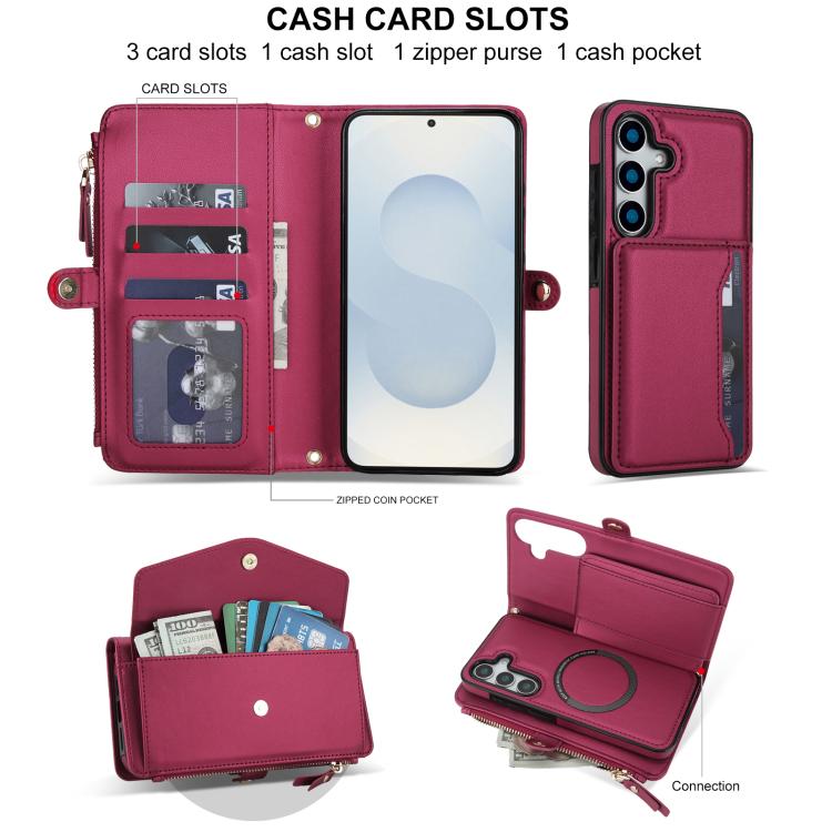 For Samsung Galaxy S25+ 5G Multifunctional Wallet Detachable Leather Phone Case with Lanyard