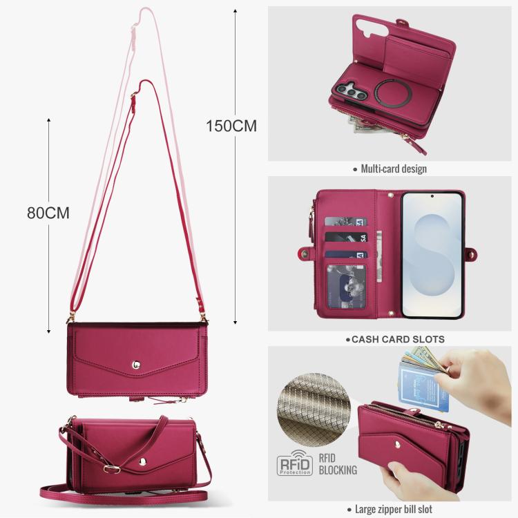 For Samsung Galaxy S25+ 5G Multifunctional Wallet Detachable Leather Phone Case with Lanyard