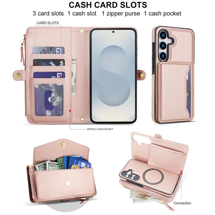 For Samsung Galaxy S25+ 5G Multifunctional Wallet Detachable Leather Phone Case with Lanyard