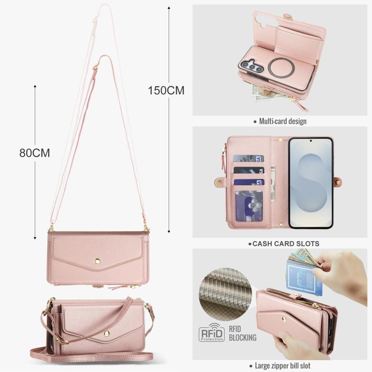 For Samsung Galaxy S25+ 5G Multifunctional Wallet Detachable Leather Phone Case with Lanyard