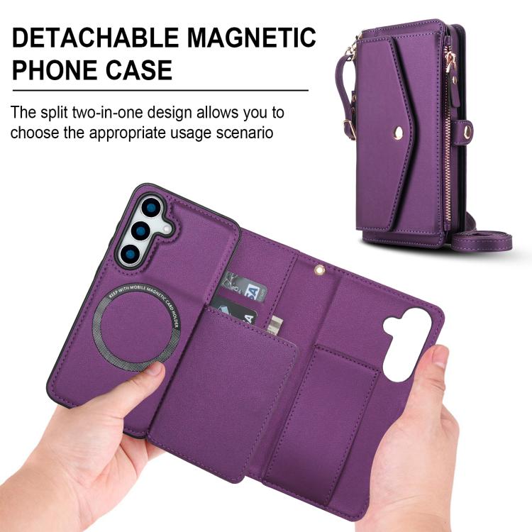 For Samsung Galaxy S25+ 5G Multifunctional Wallet Detachable Leather Phone Case with Lanyard