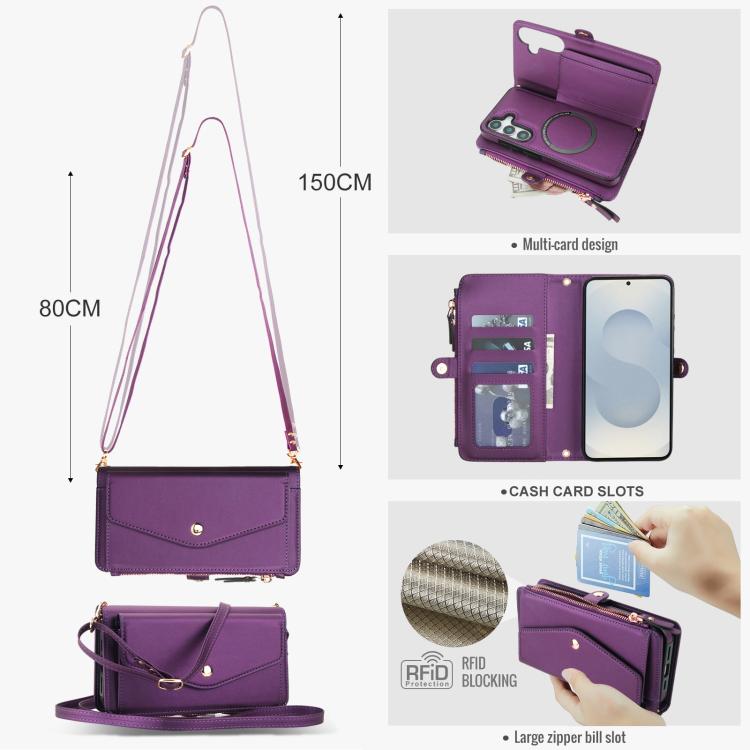 For Samsung Galaxy S25+ 5G Multifunctional Wallet Detachable Leather Phone Case with Lanyard