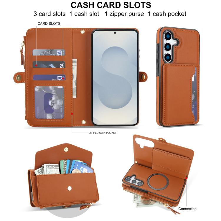 For Samsung Galaxy S25+ 5G Multifunctional Wallet Detachable Leather Phone Case with Lanyard