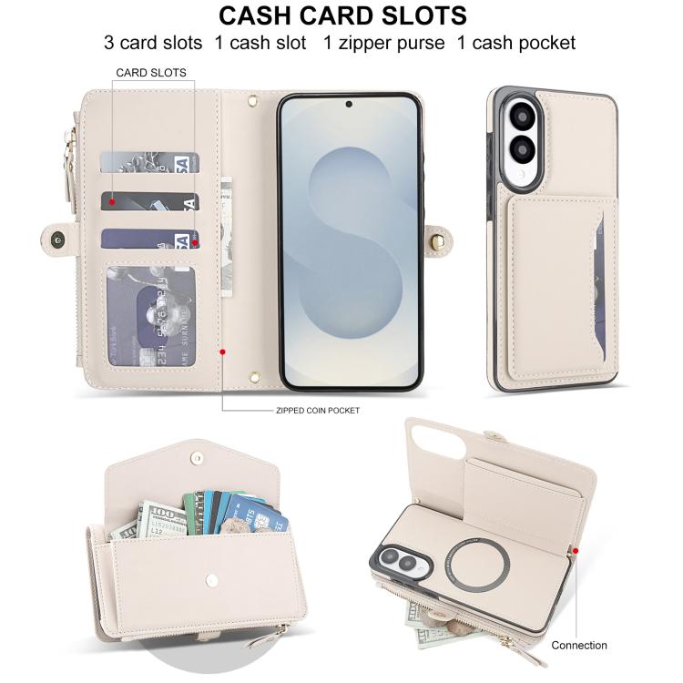 For Samsung Galaxy S25 Edge 5G Multifunctional Wallet Detachable Leather Phone Case with Lanyard