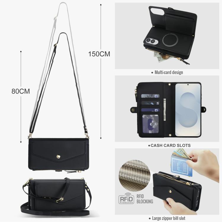 For Samsung Galaxy S25 Edge 5G Multifunctional Wallet Detachable Leather Phone Case with Lanyard