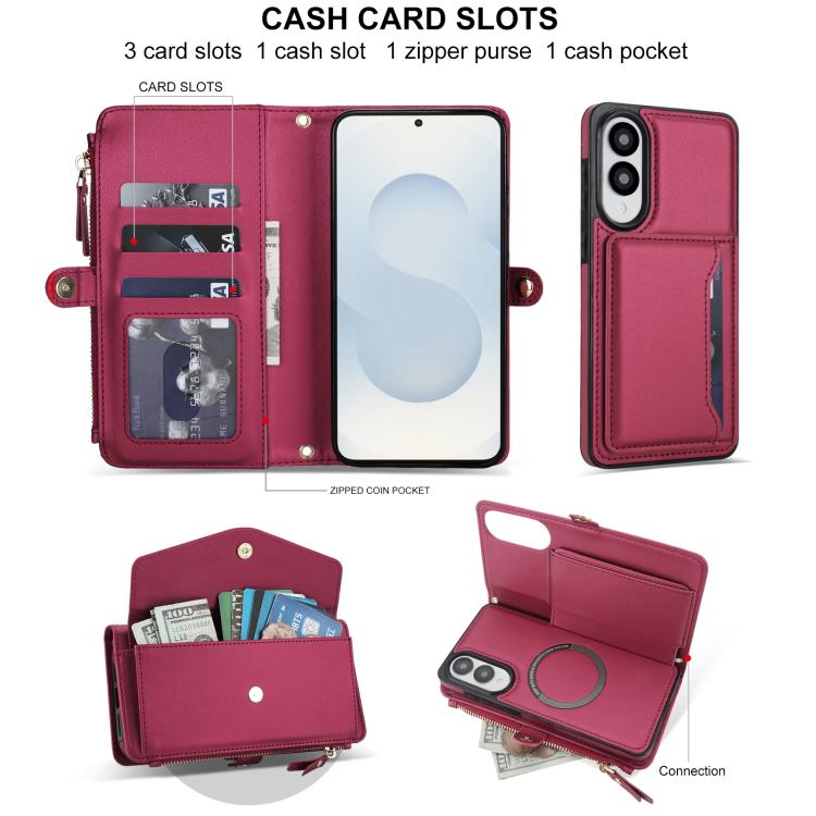 For Samsung Galaxy S25 Edge 5G Multifunctional Wallet Detachable Leather Phone Case with Lanyard