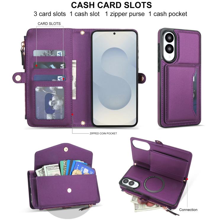 For Samsung Galaxy S25 Edge 5G Multifunctional Wallet Detachable Leather Phone Case with Lanyard