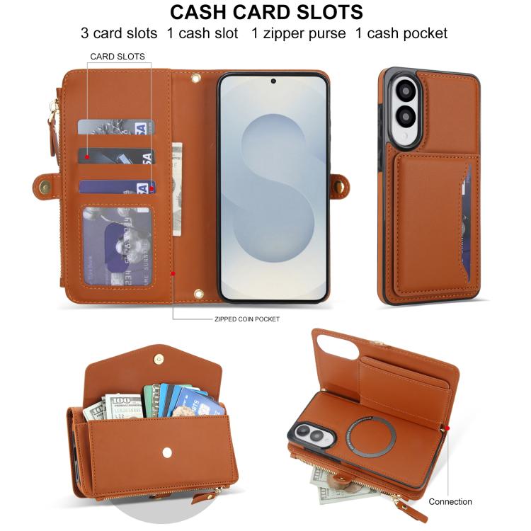 For Samsung Galaxy S25 Edge 5G Multifunctional Wallet Detachable Leather Phone Case with Lanyard