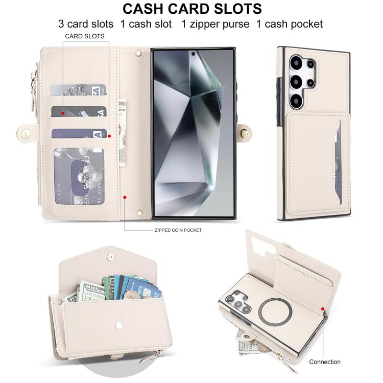 For Samsung Galaxy S24 Ultra 5G Multifunctional Wallet Detachable Leather Phone Case with Lanyard