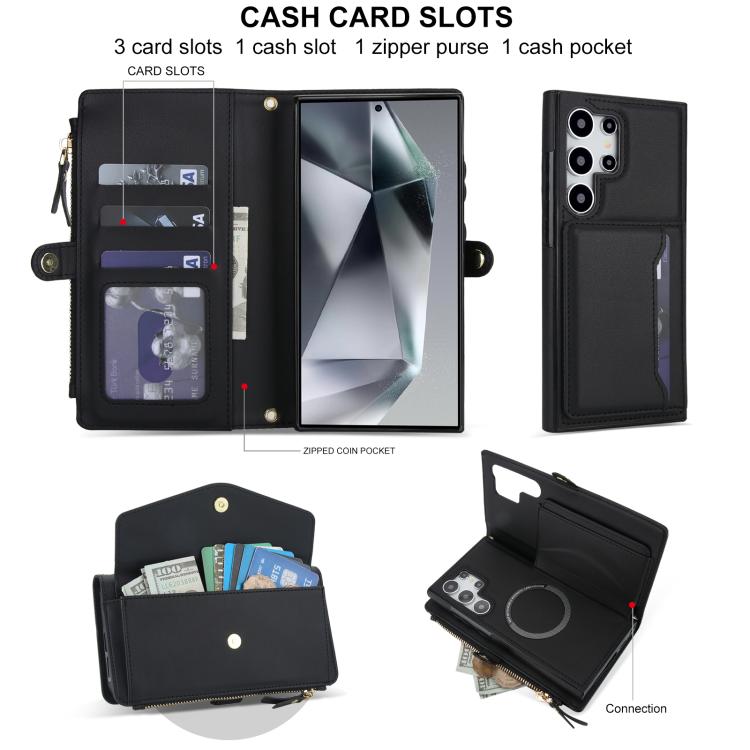 For Samsung Galaxy S24 Ultra 5G Multifunctional Wallet Detachable Leather Phone Case with Lanyard