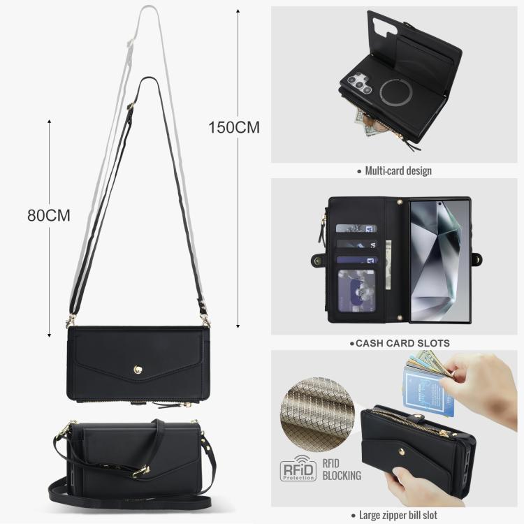 For Samsung Galaxy S24 Ultra 5G Multifunctional Wallet Detachable Leather Phone Case with Lanyard
