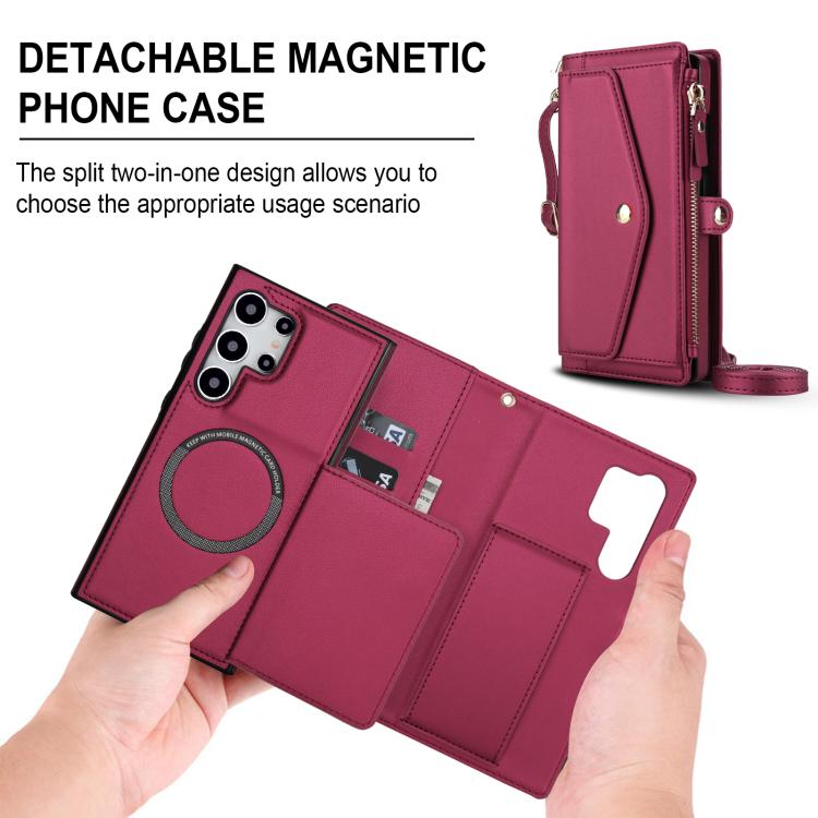 For Samsung Galaxy S24 Ultra 5G Multifunctional Wallet Detachable Leather Phone Case with Lanyard