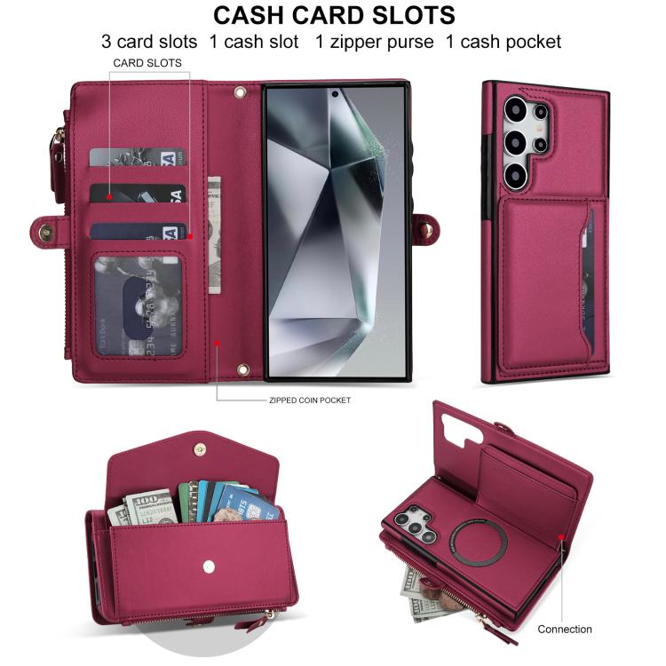 For Samsung Galaxy S24 Ultra 5G Multifunctional Wallet Detachable Leather Phone Case with Lanyard