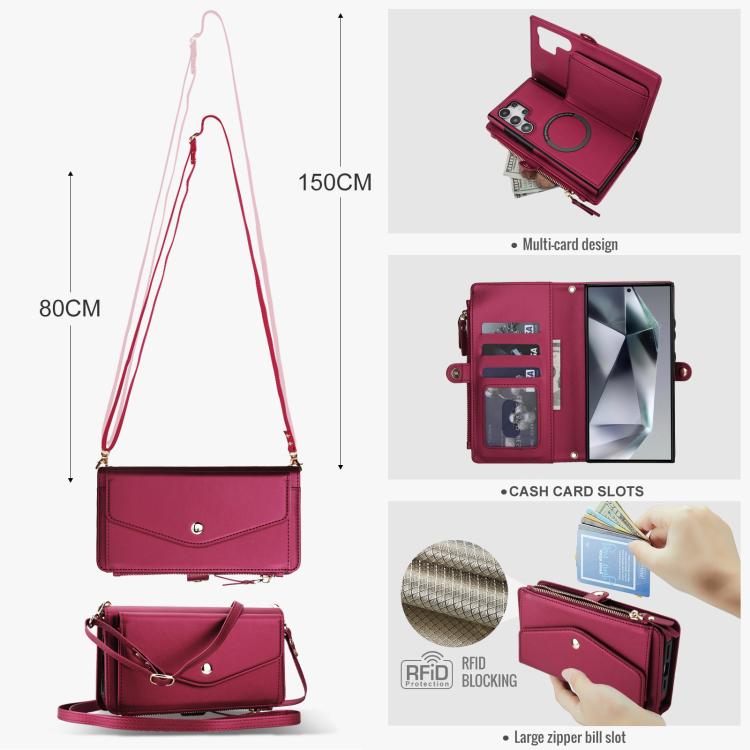 For Samsung Galaxy S24 Ultra 5G Multifunctional Wallet Detachable Leather Phone Case with Lanyard