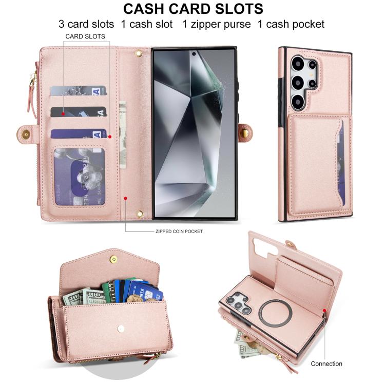 For Samsung Galaxy S24 Ultra 5G Multifunctional Wallet Detachable Leather Phone Case with Lanyard