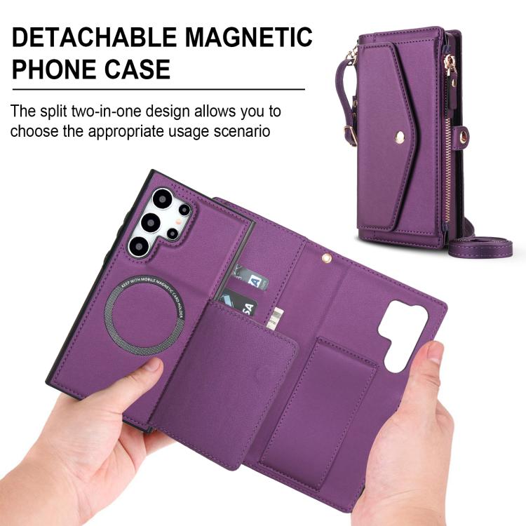 For Samsung Galaxy S24 Ultra 5G Multifunctional Wallet Detachable Leather Phone Case with Lanyard
