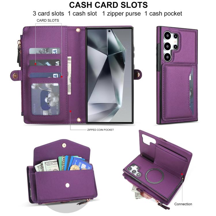 For Samsung Galaxy S24 Ultra 5G Multifunctional Wallet Detachable Leather Phone Case with Lanyard