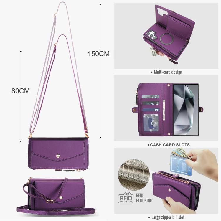 For Samsung Galaxy S24 Ultra 5G Multifunctional Wallet Detachable Leather Phone Case with Lanyard