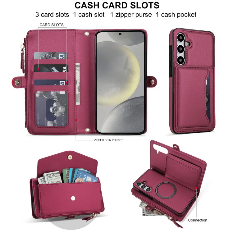 For Samsung Galaxy S24 5G Multifunctional Wallet Detachable Leather Phone Case with Lanyard