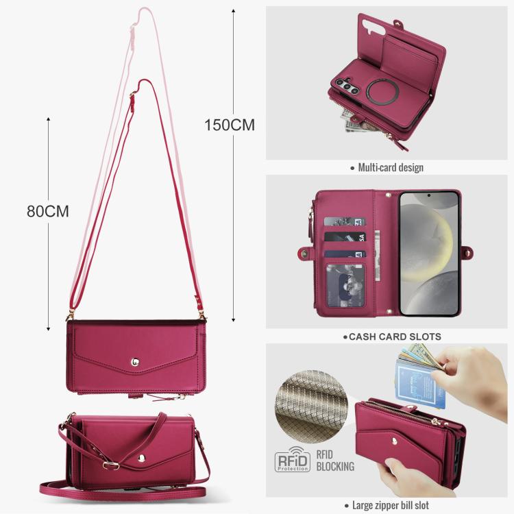 For Samsung Galaxy S24 5G Multifunctional Wallet Detachable Leather Phone Case with Lanyard