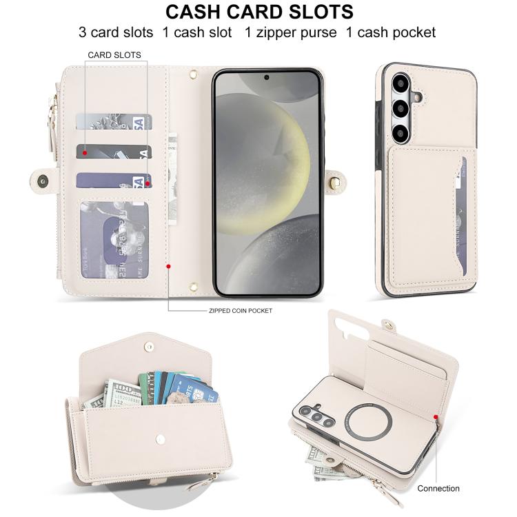 For Samsung Galaxy S24 FE 5G Multifunctional Wallet Detachable Leather Phone Case with Lanyard