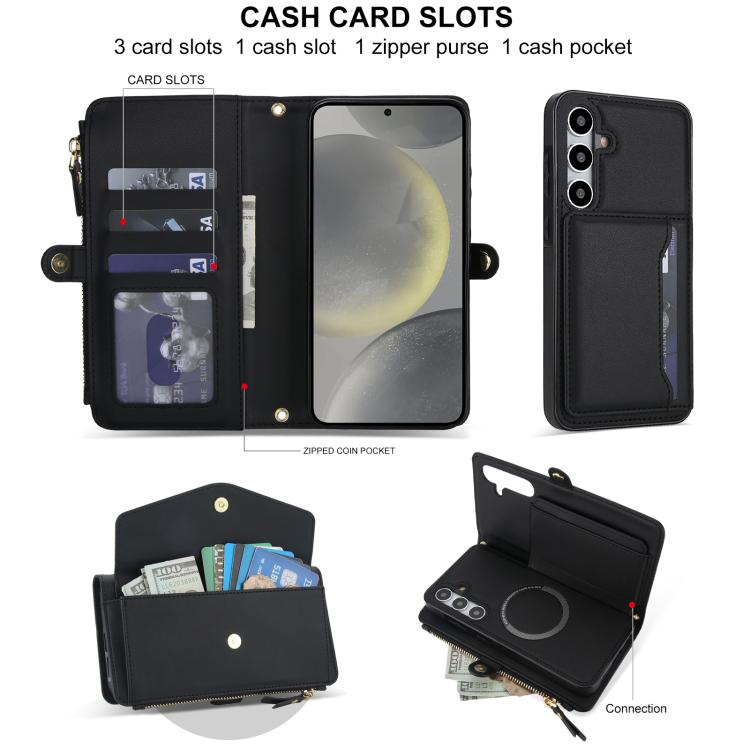 For Samsung Galaxy S24 FE 5G Multifunctional Wallet Detachable Leather Phone Case with Lanyard