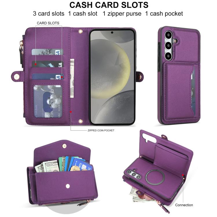 For Samsung Galaxy S24 FE 5G Multifunctional Wallet Detachable Leather Phone Case with Lanyard
