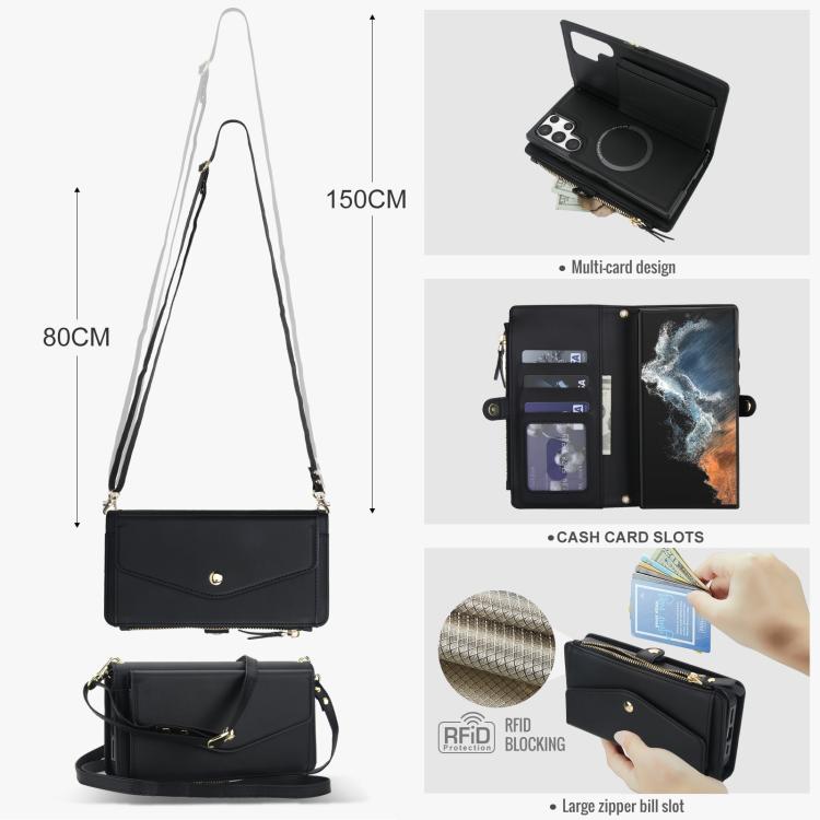 For Samsung Galaxy S23 Ultra 5G Multifunctional Wallet Detachable Leather Phone Case with Lanyard