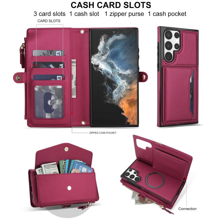For Samsung Galaxy S23 Ultra 5G Multifunctional Wallet Detachable Leather Phone Case with Lanyard