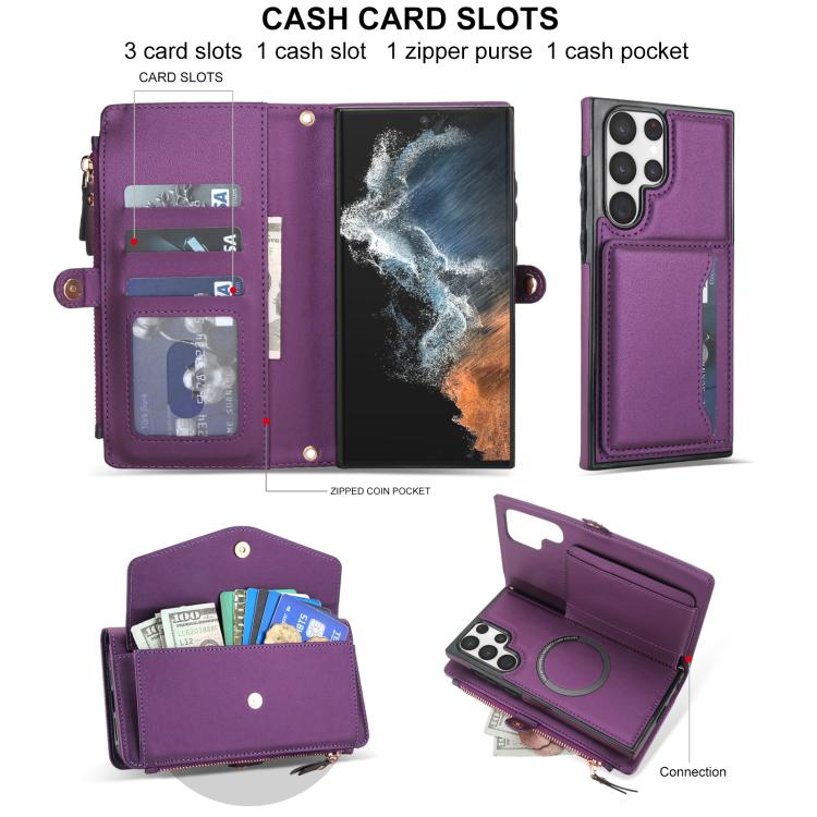 For Samsung Galaxy S23 Ultra 5G Multifunctional Wallet Detachable Leather Phone Case with Lanyard