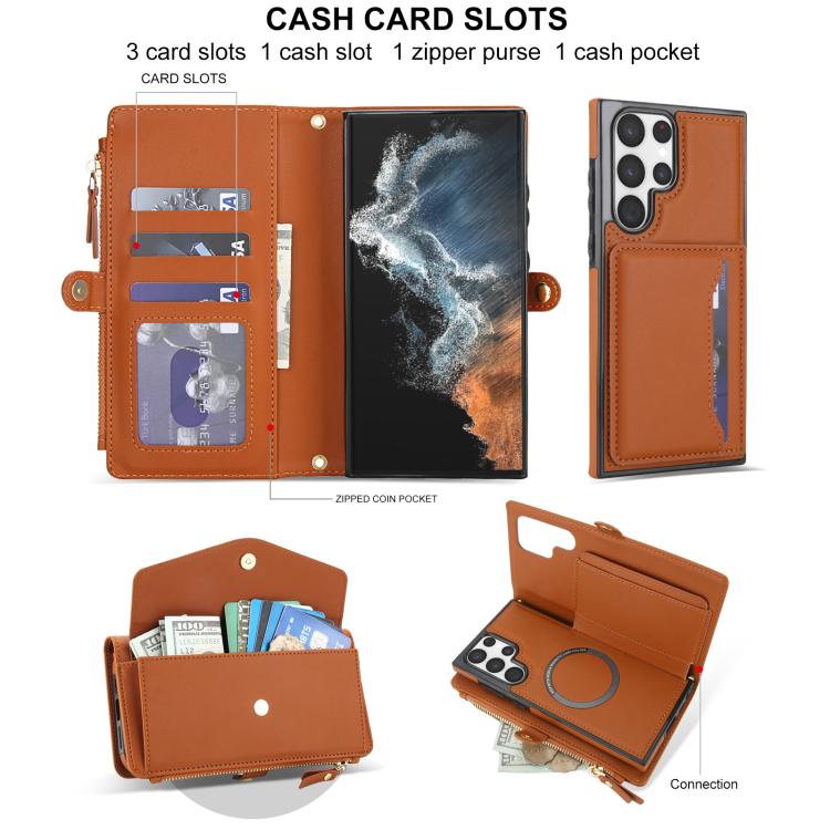 For Samsung Galaxy S23 Ultra 5G Multifunctional Wallet Detachable Leather Phone Case with Lanyard