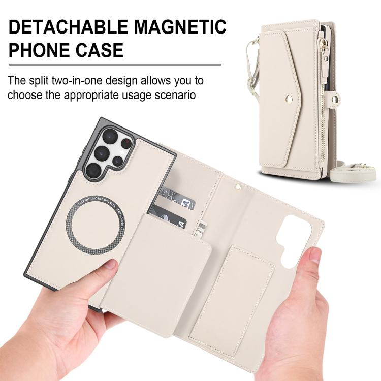 For Samsung Galaxy S22 Ultra 5G Multifunctional Wallet Detachable Leather Phone Case with Lanyard