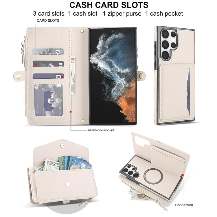 For Samsung Galaxy S22 Ultra 5G Multifunctional Wallet Detachable Leather Phone Case with Lanyard