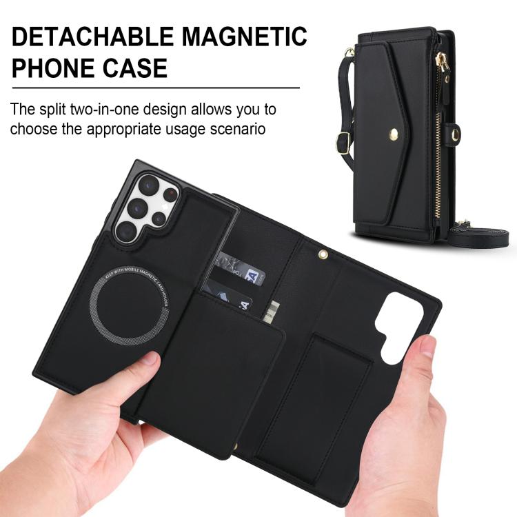For Samsung Galaxy S22 Ultra 5G Multifunctional Wallet Detachable Leather Phone Case with Lanyard