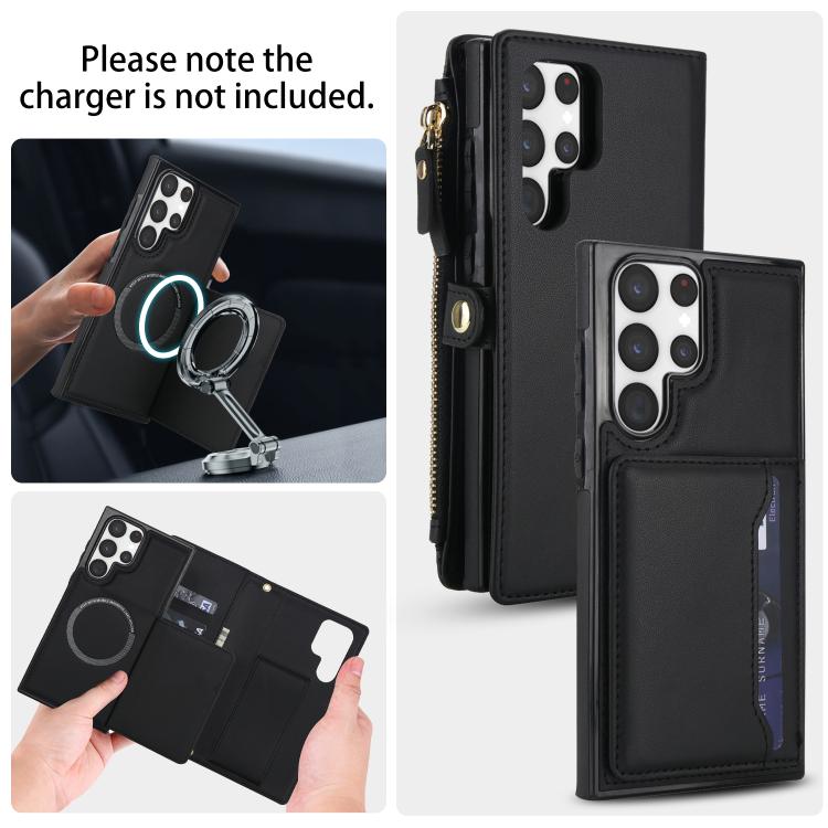 For Samsung Galaxy S22 Ultra 5G Multifunctional Wallet Detachable Leather Phone Case with Lanyard