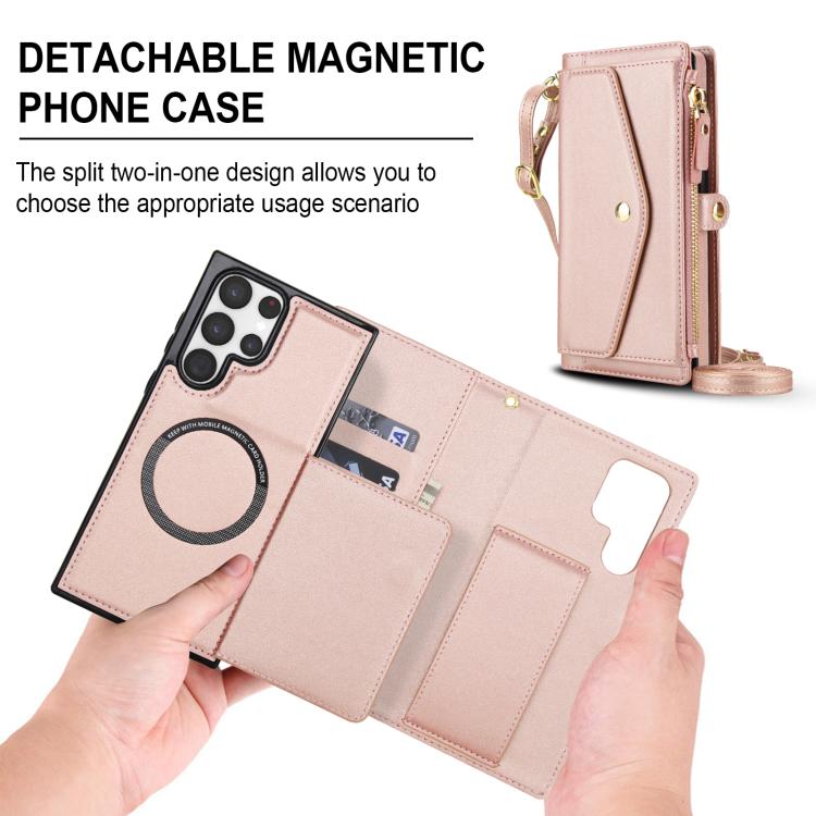 For Samsung Galaxy S22 Ultra 5G Multifunctional Wallet Detachable Leather Phone Case with Lanyard